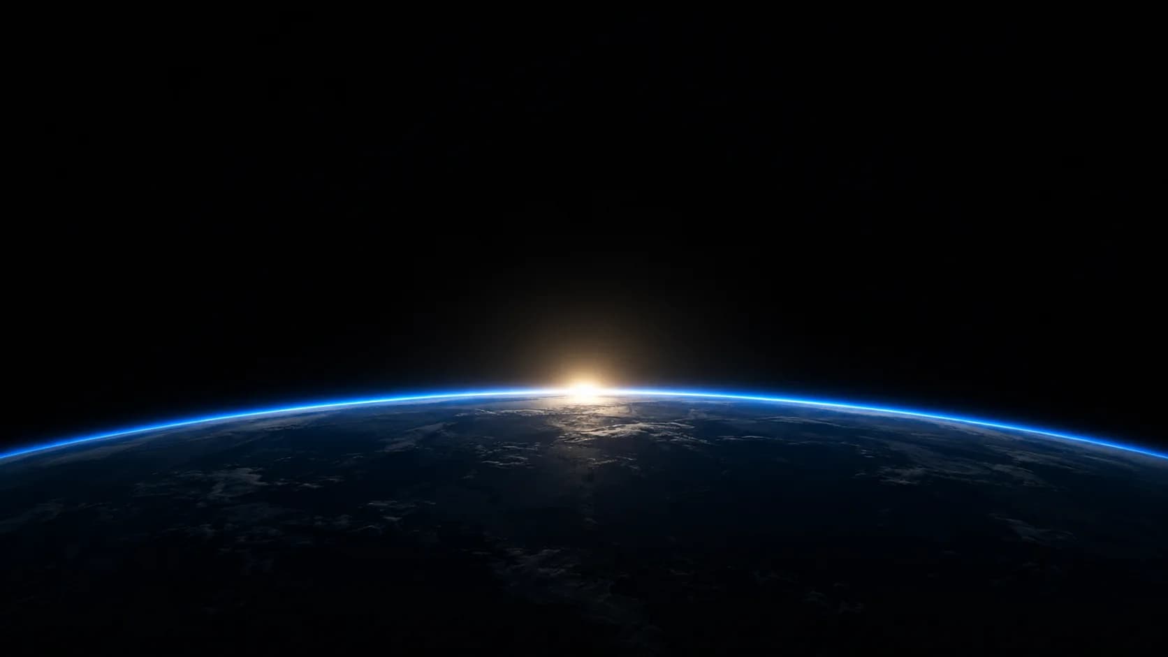 Horizonte da Terra com uma linha atmosférica azul