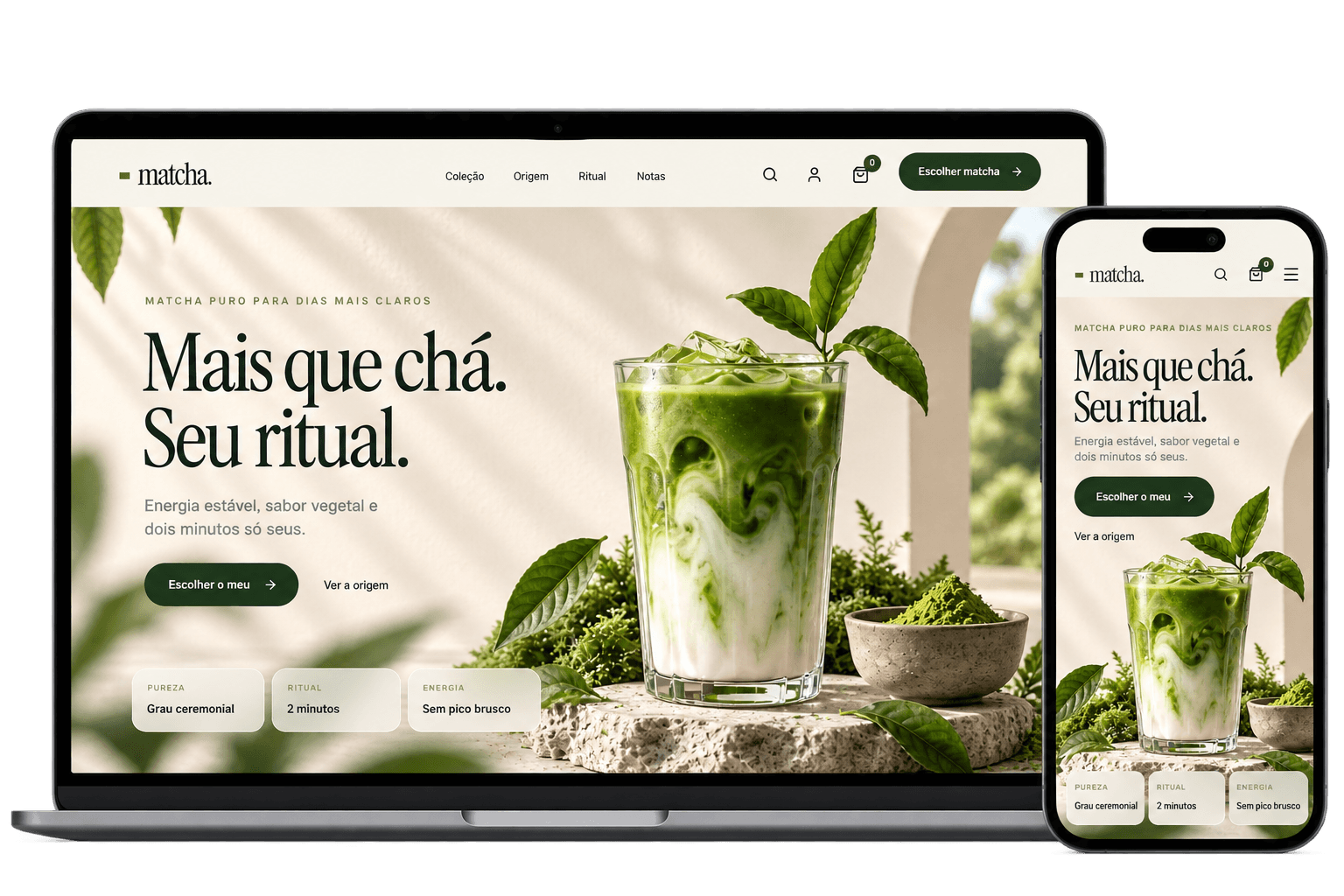 Projeto MATCHA. apresentado em notebook e celular