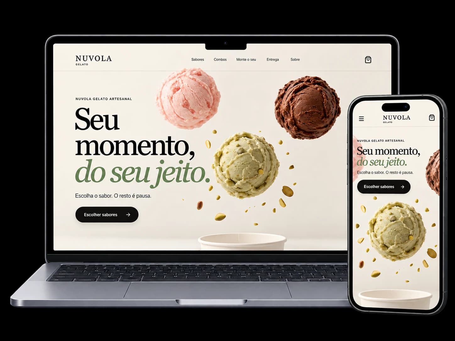 Projeto NUVOLA apresentado em notebook e celular