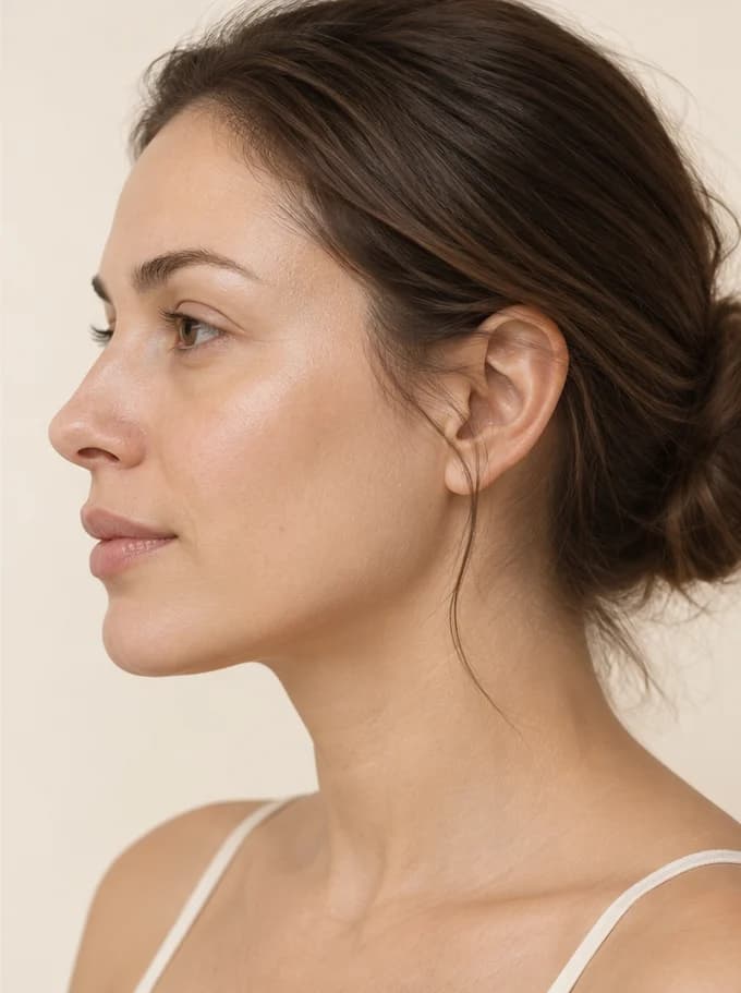 Mesmo perfil feminino com melhora sutil de viço e uniformidade