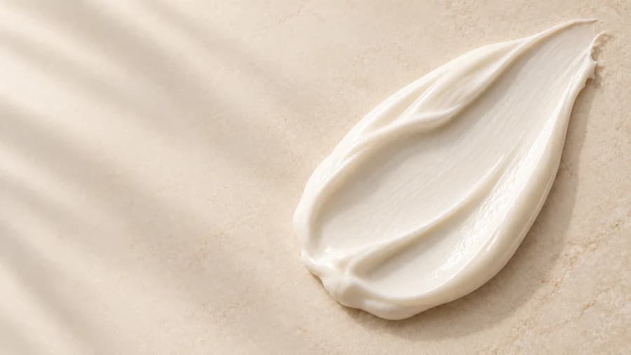 Textura de creme de skincare sobre superfície clara