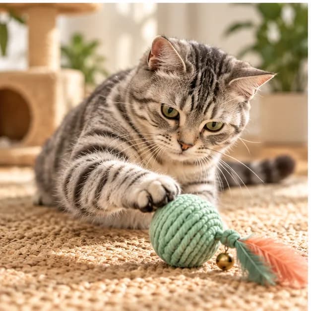 Gato brincando com brinquedo de enriquecimento