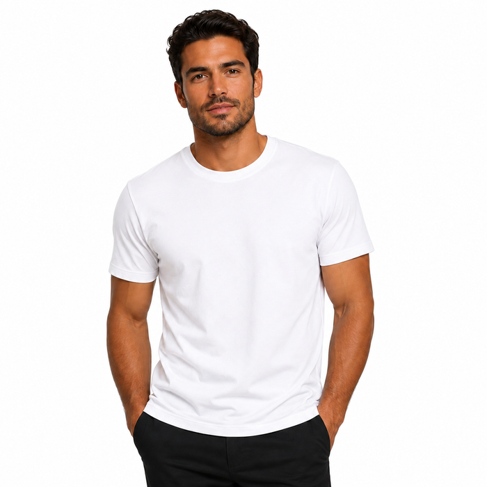 Camiseta masculina branca NARO 220G vista de frente