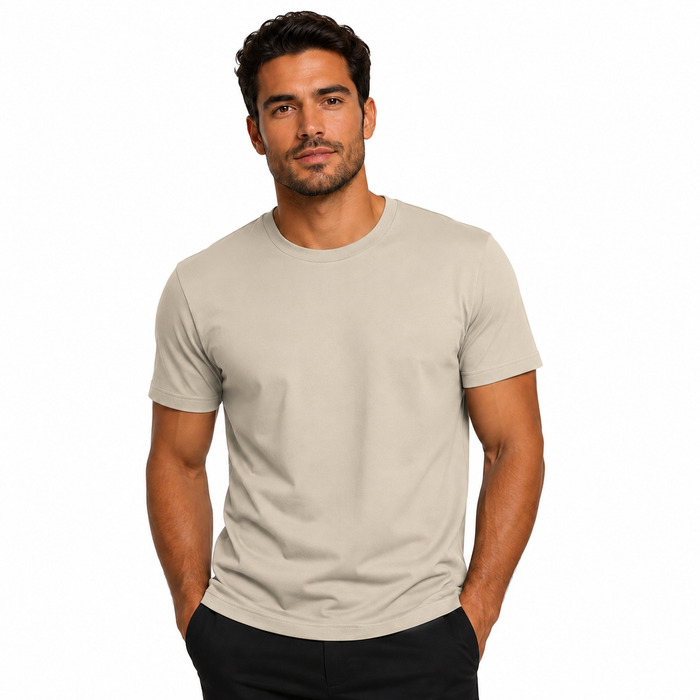Camiseta masculina cáqui NARO 220G vista de frente