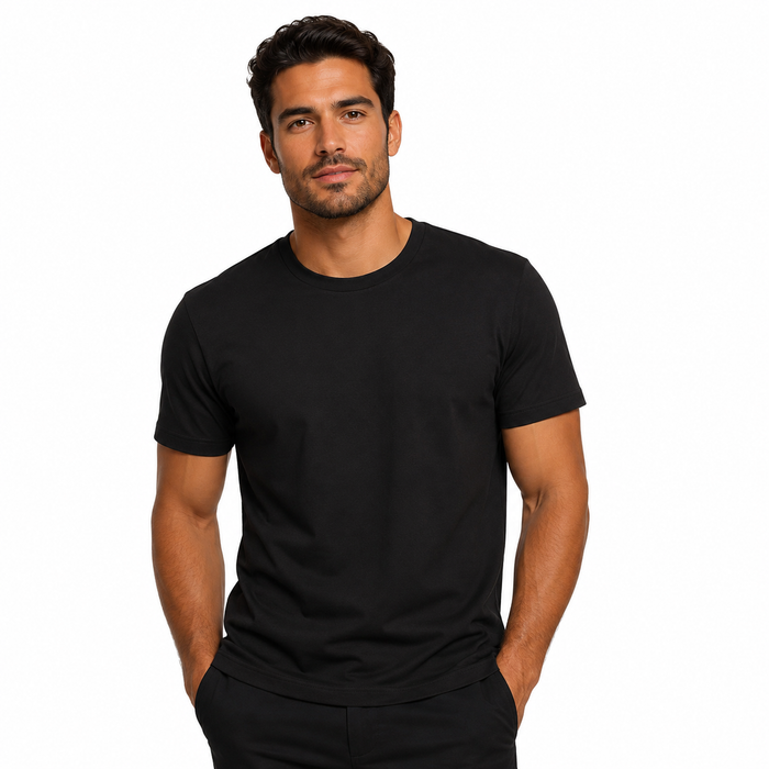Camiseta masculina preta NARO 220G vista de frente