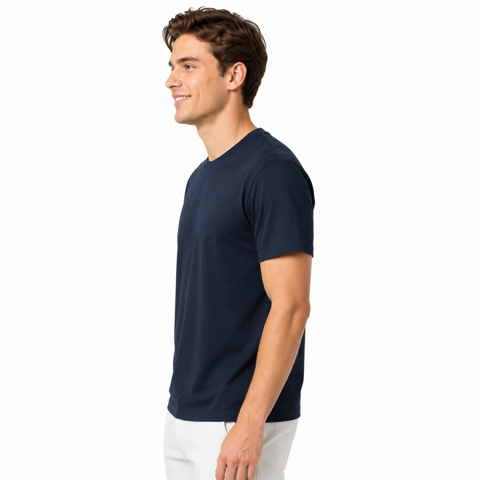 Camiseta masculina NARO azul-marinho vista lateral