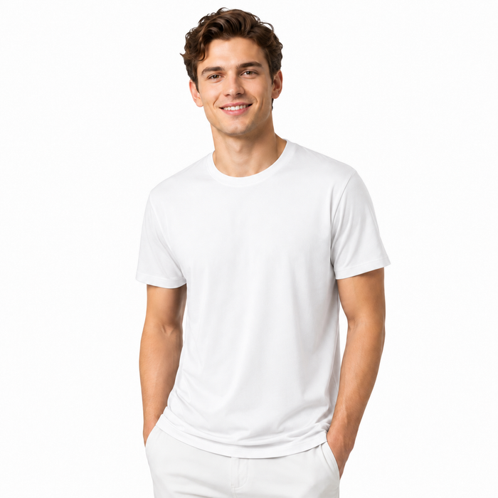Camiseta masculina NARO branca vista frontal