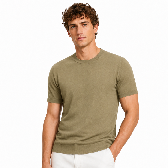 Camiseta masculina NARO cáqui militar vista frontal