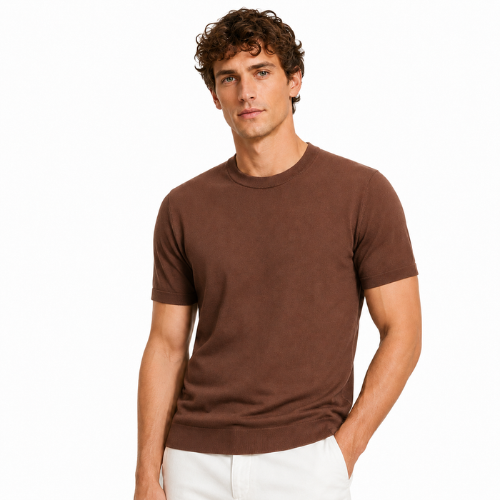 Camiseta masculina NARO marrom café vista frontal