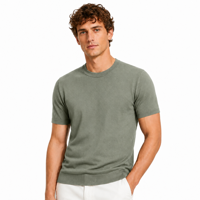 Camiseta masculina NARO verde-acinzentado vista frontal
