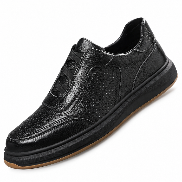 Sapatênis masculino em couro 66551 Perfurado Preto