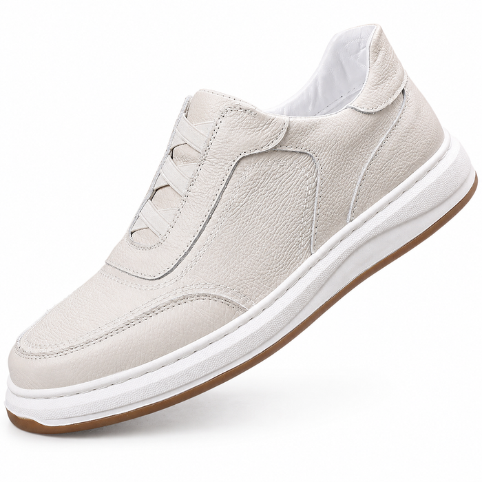Sapatênis masculino em couro 66558 Liso Branco