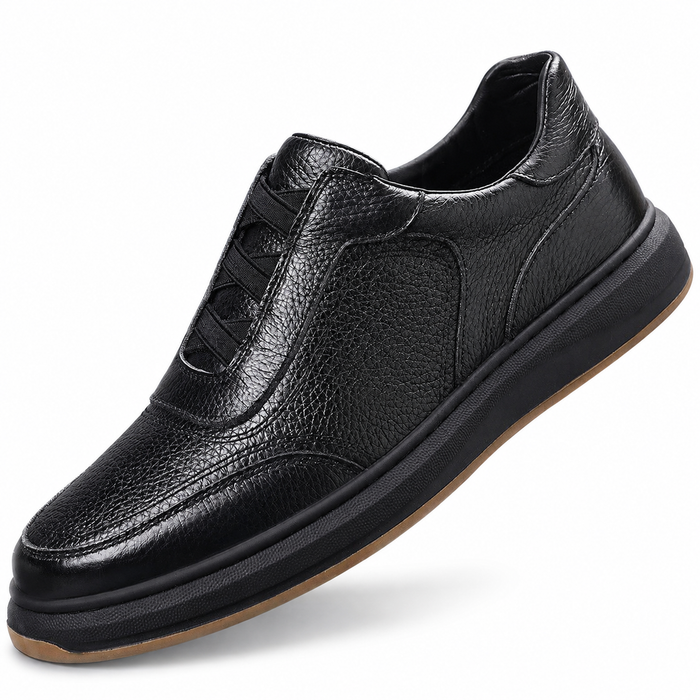 Sapatênis masculino em couro 66558 Liso Preto