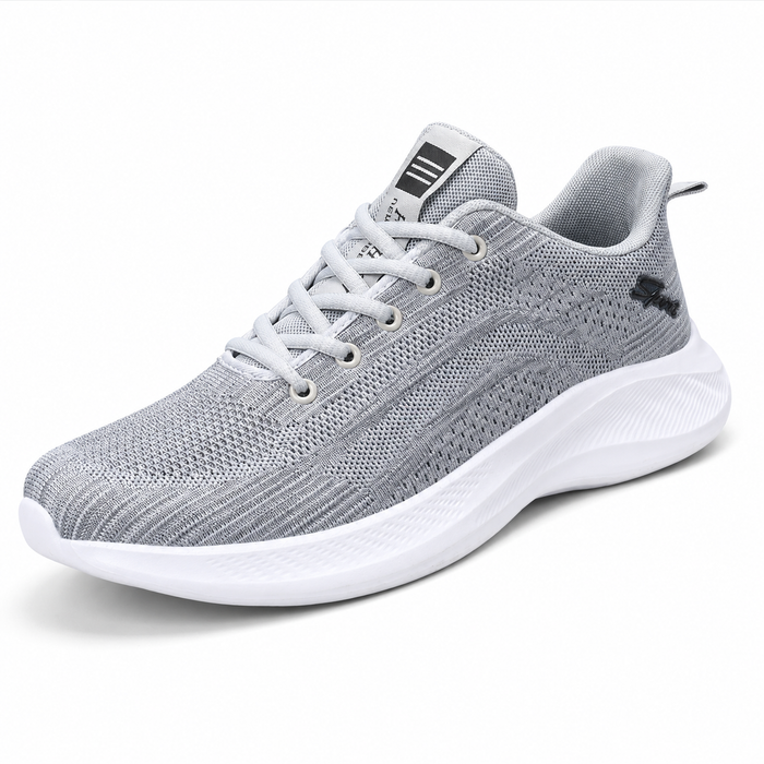 Tênis masculino cinza em malha knit