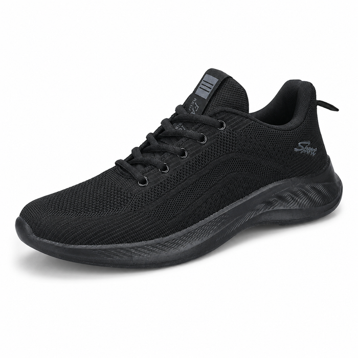 Tênis masculino preto em malha knit